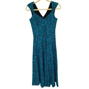 Bettie Page Queen of Pinup Size 6 Turquoise Retro Rockabilly Vintage Style Dress